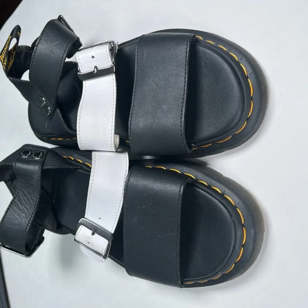 Dr. Martens Gryphon Contrast Leather Strap Sandals Black / White Men’s 8